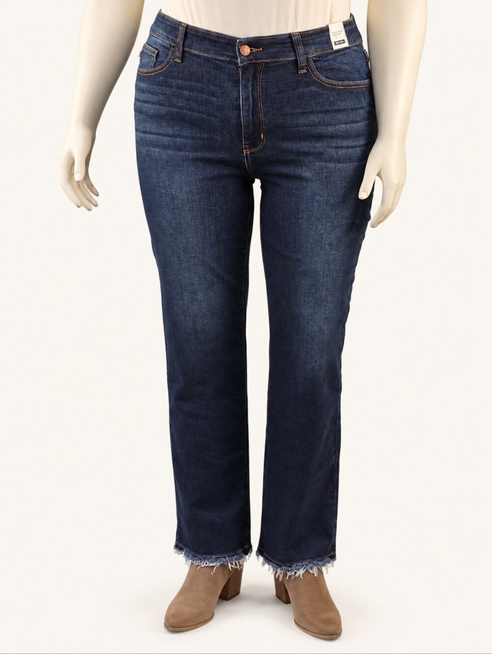 Judy Blue Dark Wash Straight Leg Raw Hem Jeans Size 15/32 NWT